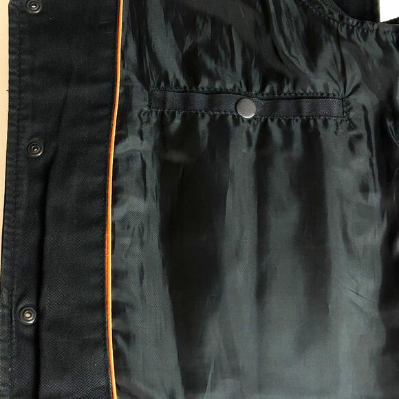 Mens First Classics Black Leather Snap Front Side Lace Motorcycle Vest Size XL - Picture 6 of 14